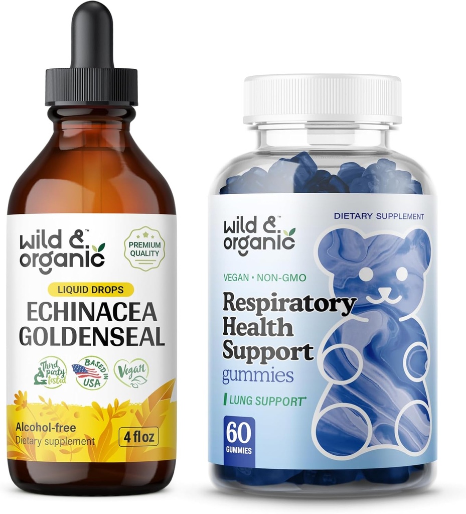 Wild & Organic Echinacea Goldenseal Tinktuur 4 fl oz & Lung Detox Gummies
