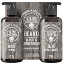 Viking Revolution Beard Wash & Conditioner Set w/Argan & Jojoba Oils – Softens, Smooths & Strongs Beard Growth – Natural Peppermint and Eucalyptus Scent – Shampoo (17 oz)
