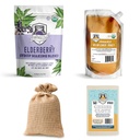 FERMENTAHOLICS USDA Orgaaniline kuivatatud leedrimarjasiirupi valmistamine Kit | Kergesti tee oma leedrimarja siirup või tee! | Kõik looduslikud | Elderberry + Syrup Vürtsisegu + Honey + Juustu Riie | Siirupile