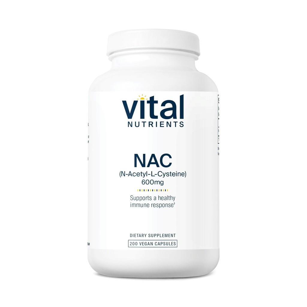 Vitaalsed toitained NAC 600mg | N-atsetüültsüsteiin | Vegan NAC-i lisand | Siinus-, maksa-, immuun- ja hingamisteede tervise antioksüdant * | Gluteen, piimatooted, sojavaba | 200 kapslit