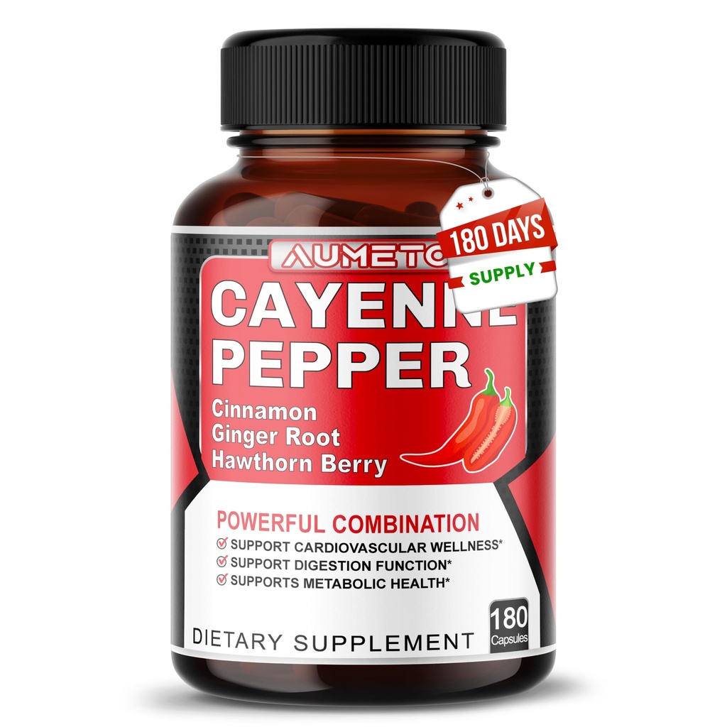 Cayenne piparkapslid - Ultra kompleks kaneeli, ingveri, kardemoni, Hawthorni marjaga - seedimise, ringluse ja üldise heaolu toetamine (180 loend (1. pakk))