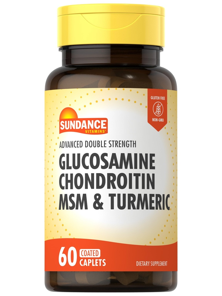 Sundance Glükosamiin Kondroitiin MSM ja kurkum | 60 kapslit | Kahekordne tugevus | Mitte-GMO ja gluteenivaba lisand