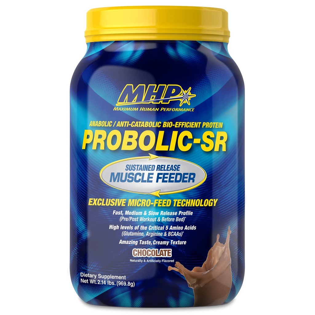 Maximum Human Performance Probolic-SR Sustained Release Protein Powder, 24g Protein, BCAAs, Glutamine, Arginine, Pre-Workout, Post-Workout, Nighttime Protein, 2lbs, 26 Servings, Chocolate