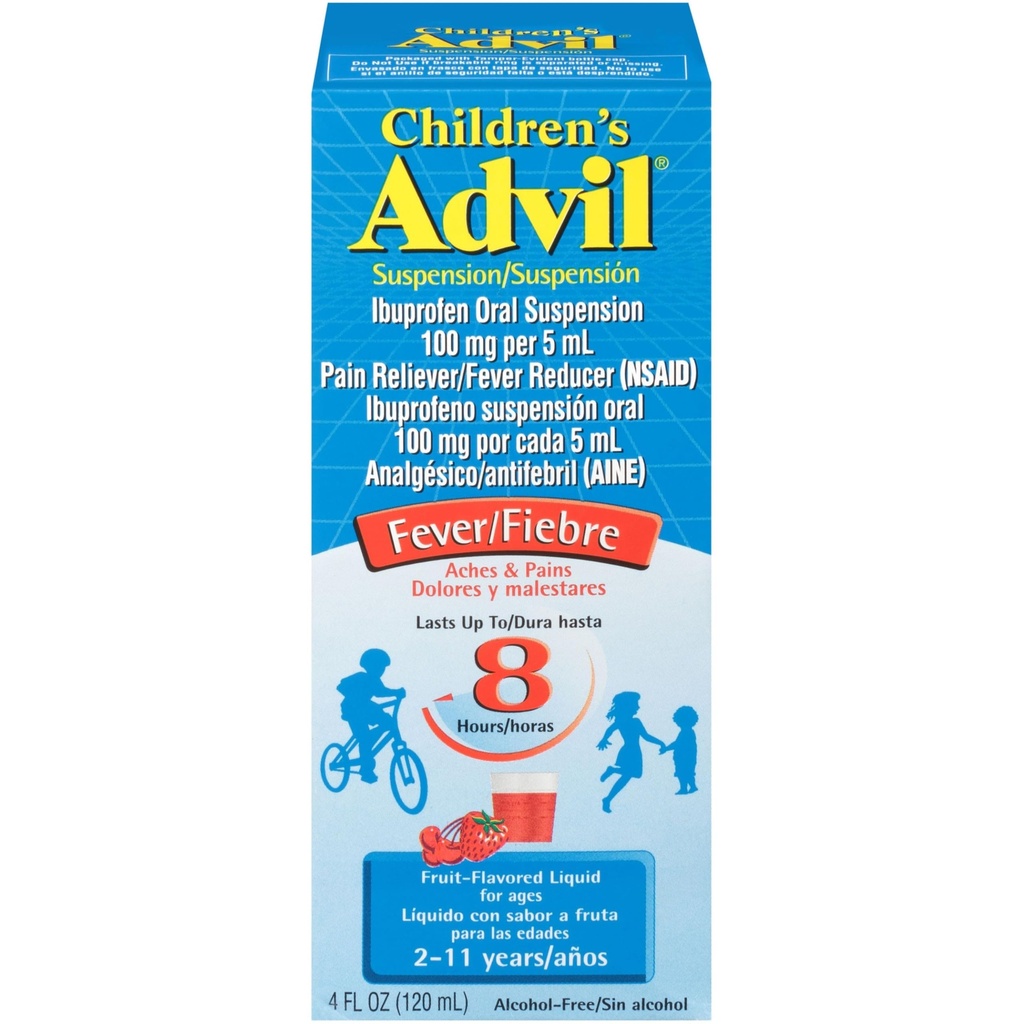 Laste advil valu leevendaja ja palaviku vähendaja, laste ibuprofeen Vedel valu leevendav ravim, puuvili - 4 Fl Oz