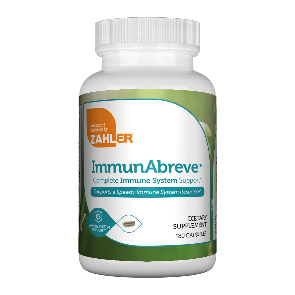 Zahler ImmunAbreve, võimas immuunsüsteemi tugi, sisaldab C-vitamiini Pantoteenhape Echinacea ja rohkem, sertifitseeritud Kosher (180 kapslit)