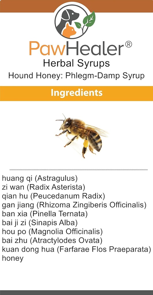 PawHealer Phlegm Damp Cough Syrup: Hound Honey® - (5 fl oz) Natural Herbal Remedy sümptomite märg köha - Maitseb Hea - Lihtne manustada