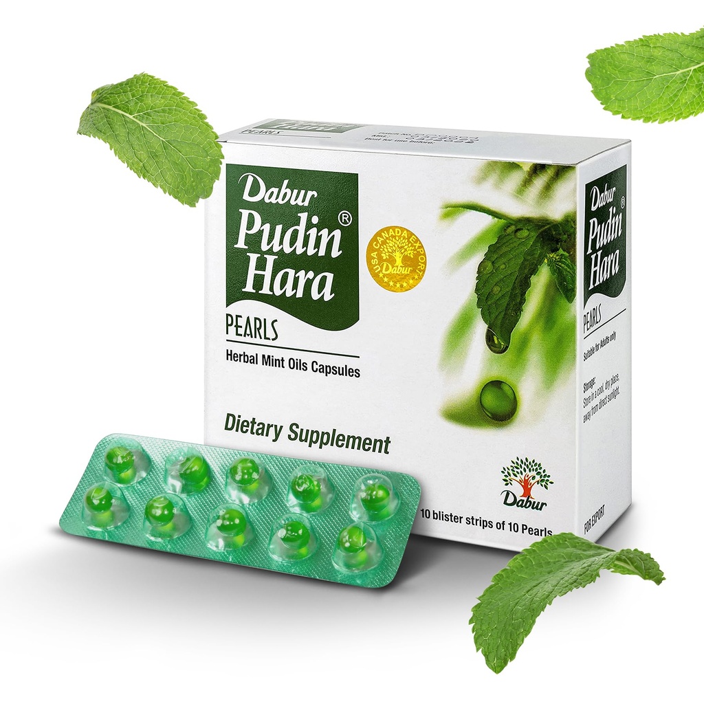Dabur Pudin Hara pärlid - igapäevased seedehoolduse lisandid meestele ja naistele, aitab vähendada puhituse, happesuse, kõhupuhituse ja seedehäirete sümptomeid seedetrakti ja soolestiku tervise jaoks, 100 arvu (10 pakendit)