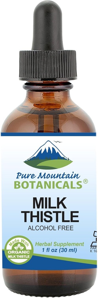 Pure Mountain Botanicals Piimaohaka ekstrakt - Vegan, Kosher Certified Vequid Formula - Valmistatud 333mg orgaanilise piimaohaka tinktuur - 1 Fl Oz pudeli