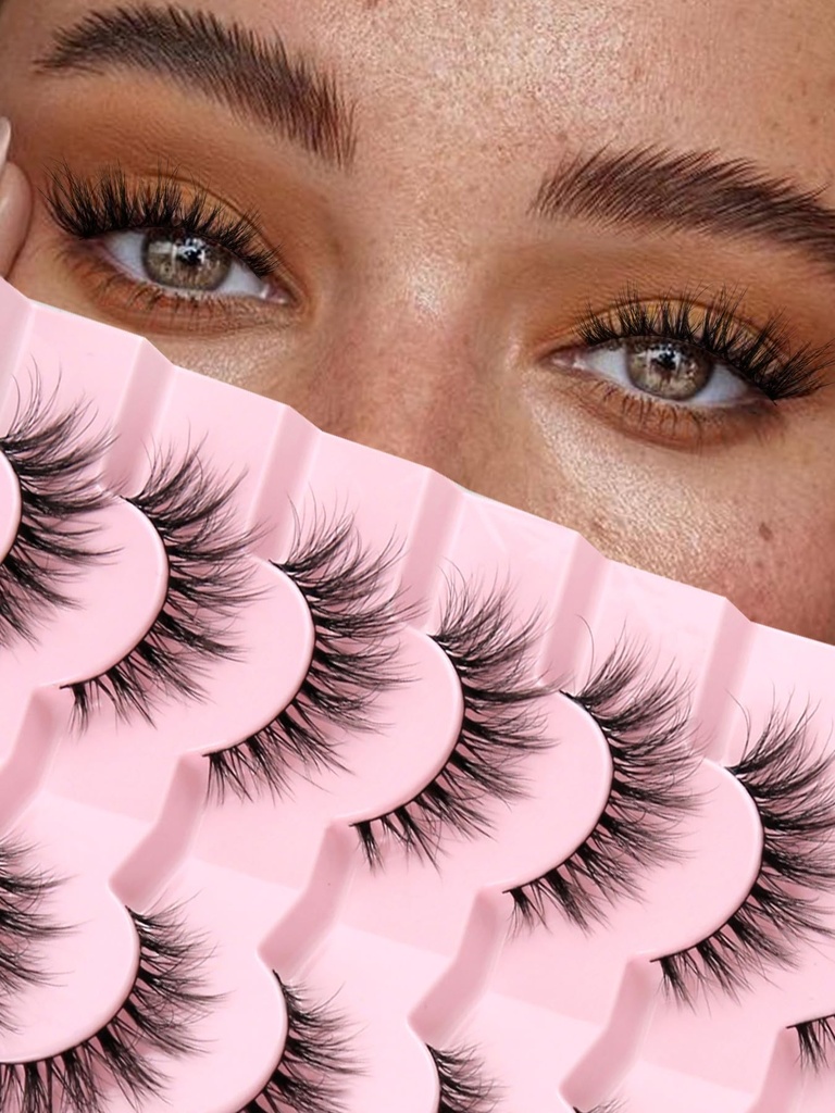Ripsmed Looduslik Kassi silma ripsmed Wispy ripsmed 15mm Vale ripsmed Wispy Lashes 3D Volume Strip ripsmed Õhuke Puuvill Band Pehmed võltsitud ripsmed Vale ripsmed Pack 7 paari Siligli