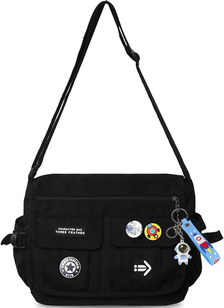 Fashion Crossbody kott armas aksessuaarid Nylon Casual Messenger kott koos ripats kerge käekott Reisipäevakotid (must)