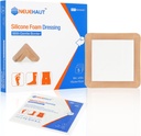 Silikoonvahu riietamine õrna liimiga 6 ''x6'', Voodi valulik surve Ulcer Leg Ulcer Silicone Haava Bandage, kõrge neelduvus Veekindel, 5 Pack by NeueHaut