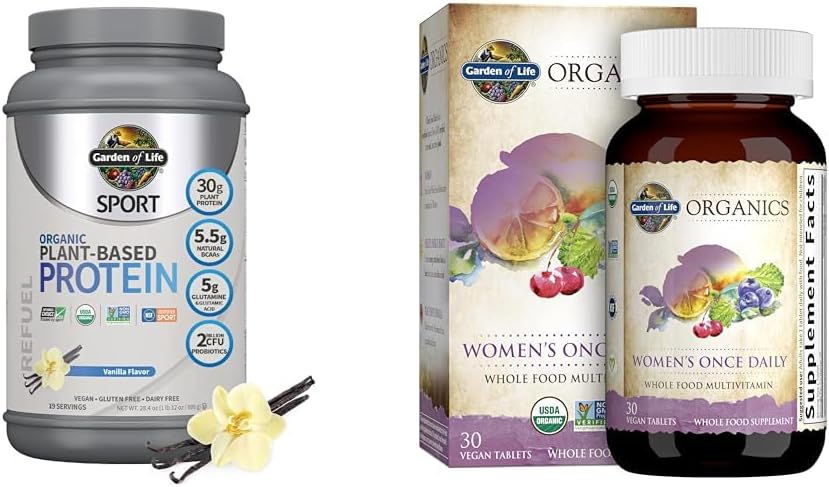 Eluaed Orgaaniline Vegan Spordivalgu pulber ja kord päevas Naiste multi - probiootikumid, BCAA-d, antioksüdandid, 30 g taimset valku, vitamiinid A C D3 K B6 B12, Non GMO