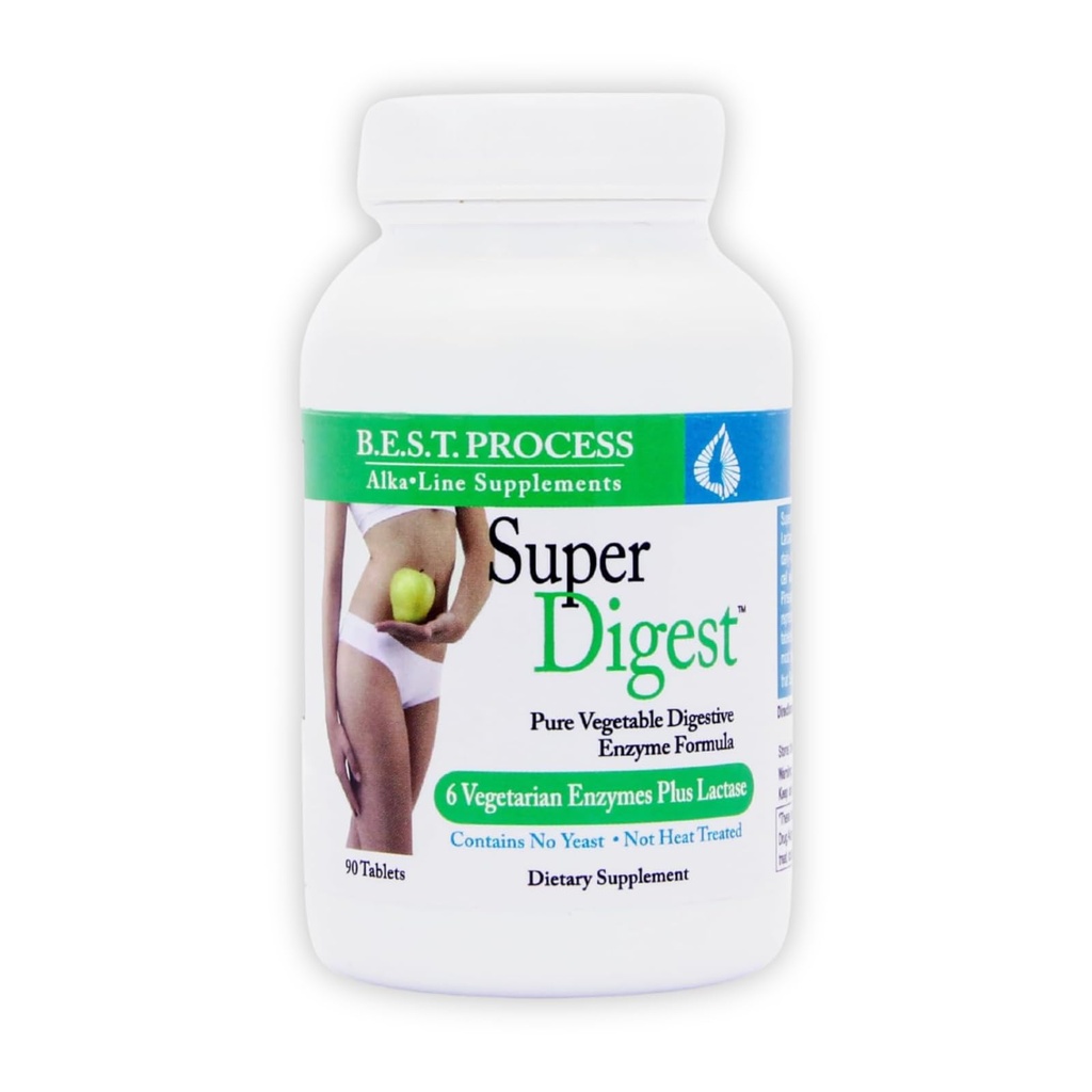 SuperDigest Best Process Alkaline – Multi-Enzyme Digestive Support – Digestive Enzymes with Alfalfa, Papain & Bromelain (Taimetoitlane Sõbralik)