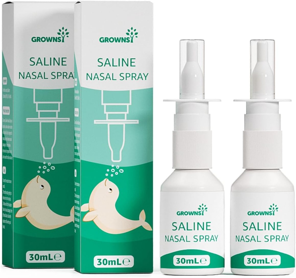 GROWNSY Baby soolase nina spray, 2 PCS looduslik ninasprei ksülitooliga, mittealkohoolne, nina ummistuste viivitamatu leevendamine ja igapäevane hooldus