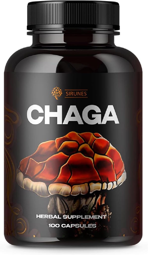 SIRUNES Seenelisa Chaga Seened Kapslid 100 Loe - 1000mg Looduslik Orgaaniline Seened Chaga Seenepulber - Antioksüdant täiendus Immune Support, Energia Boos