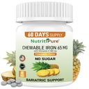 Näritav raudkarbonüül 65 mg C-vitamiiniga 180 mg (naistele / meestele) - tablett ananassis Flavor 60 Count (1)