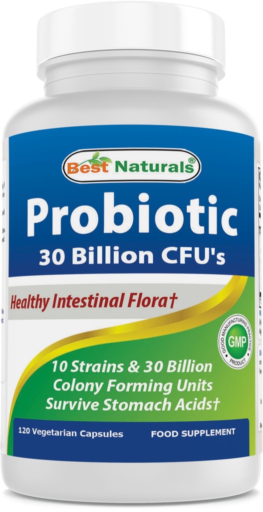 Parim looduslik probiootikum 10 tüve ja 30 miljardit CFU Soolefloora, 120 Veggie kapslit - riiuli stabiilne probiootikum (4146365)