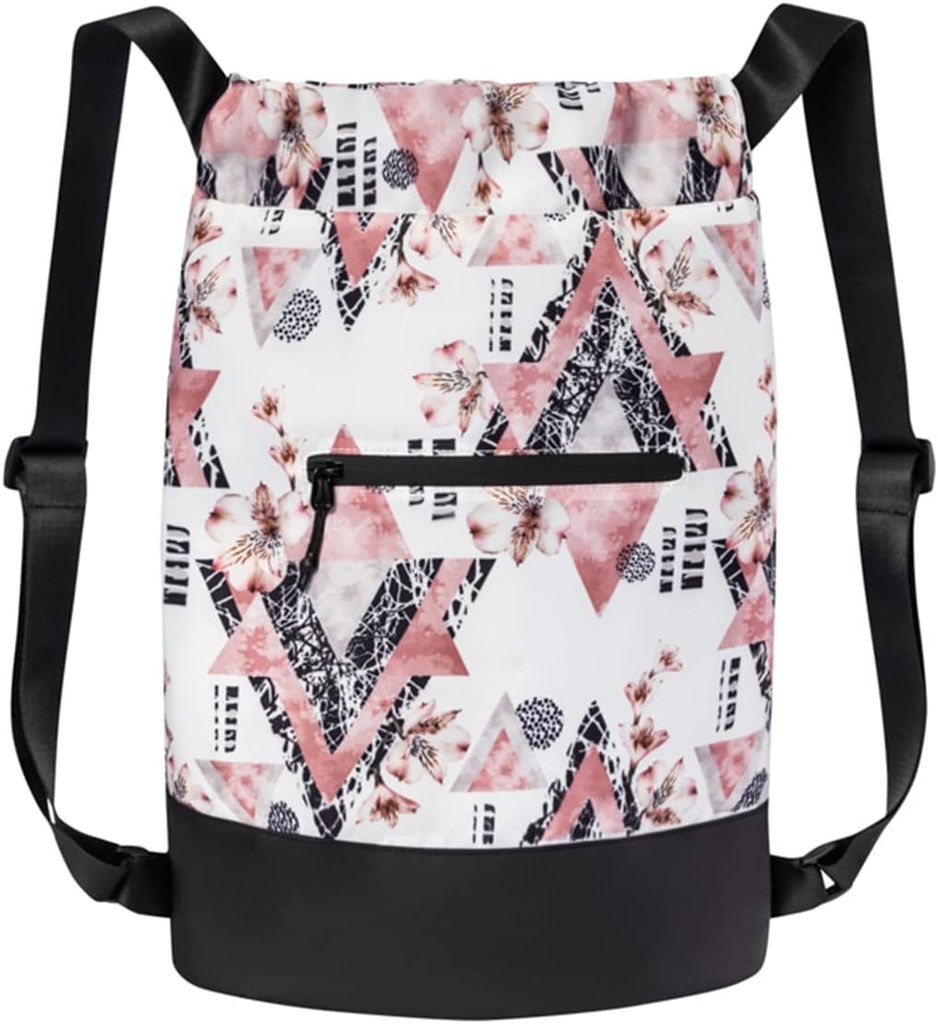 GOMOYO Flex Cinch Drawstring Gym Bag naistele | Modern Floral Graphic Designs | Durable Lightweight Gym Cinch Seljakott | 18" x 14 " x 7" | Roosa