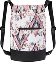 GOMOYO Flex Cinch Drawstring Gym Bag naistele | Modern Floral Graphic Designs | Durable Lightweight Gym Cinch Seljakott | 18" x 14 " x 7" | Roosa
