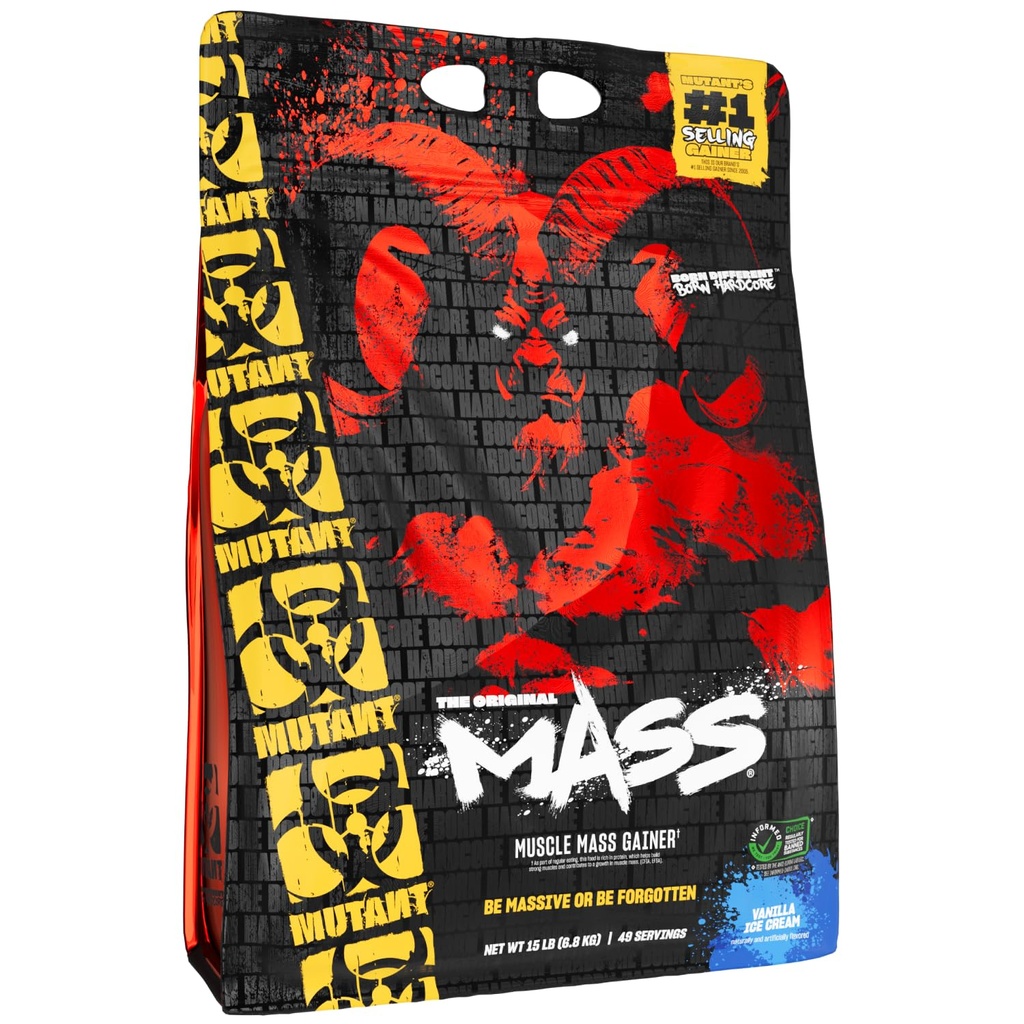 Mutantmass | Mass Gainer Valgupulber - kõrge kalorsusega valgupulber lihasmassi jaoks - Vanilla jäätis - 15 naela
