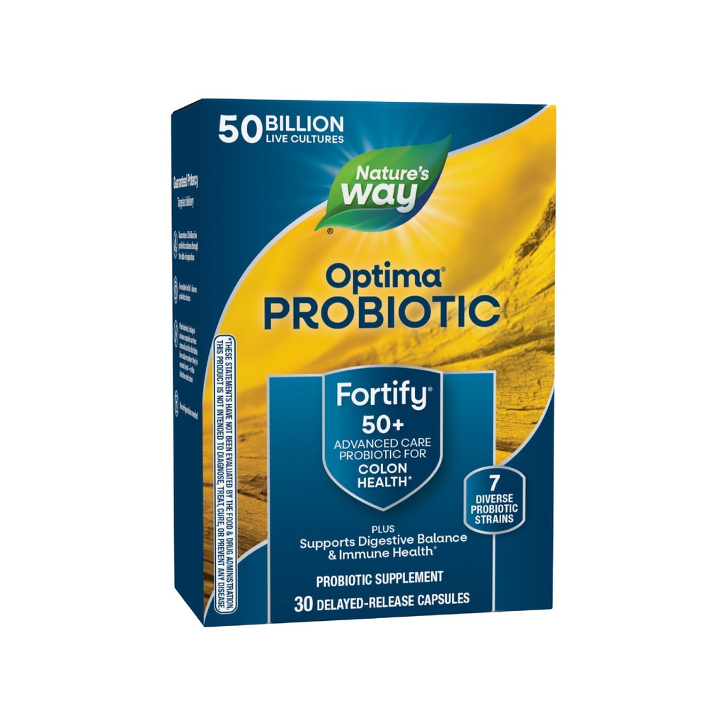 Nature's Way Fortify Optima probiootikum täiskasvanutele 50+, 50 miljardit eluskultuuri, toetab seedetrakti tasakaalu, Colon & Immune Health *, Külmutust pole vaja, 30 kapslit (pakend võib erineda)