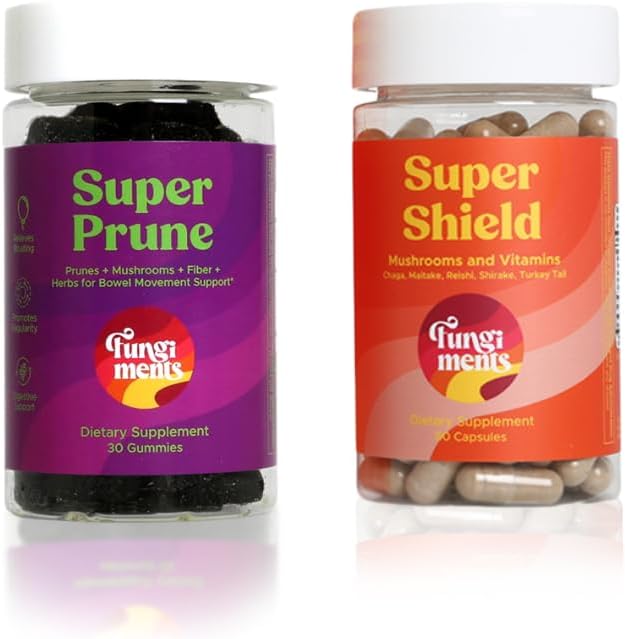 Fungiments Seenelisandid , Seedimine / immunity Bundle , Super Prune 30 Count Gummies + Super Shield 60 Count Capsules