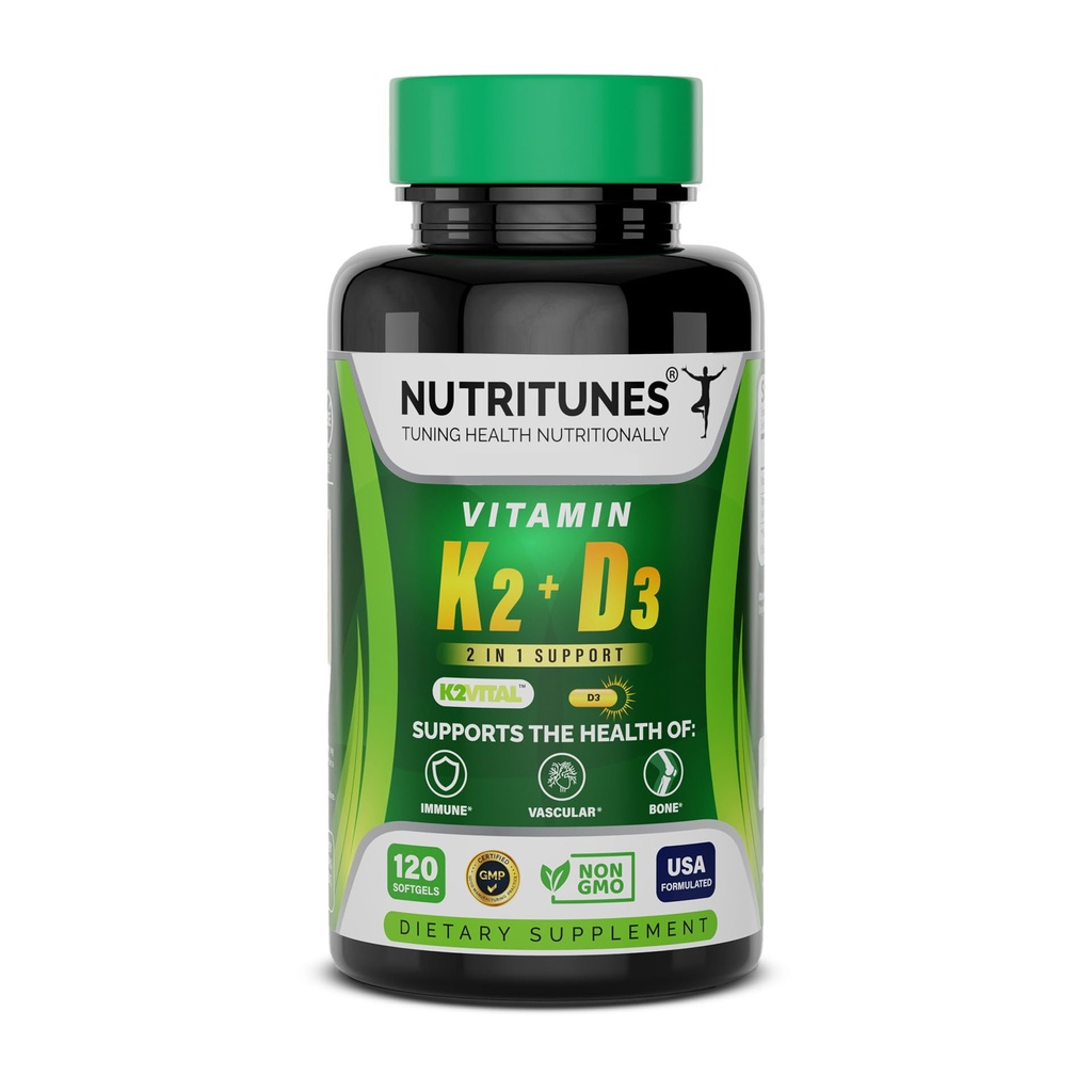 Vitamiin D3 K2-5000 RÜ D3 & 100 mcg K2 MK-7 - toetab luu, südame ja immuunsüsteemi tervist - K2 D3 vitamiinilisa - 120 softgels, 4 kuu pakkumine
