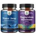 Bundle of Water Away Pills Maksimaalne tugevus - Taimsed diureetikumid vee säilitamiseks kiireks puhumiseks leevendamiseks ja puhtaks magneesiumglütsinaadiks 400mg päevas meeleolu une ja lõõgastumise jaoks