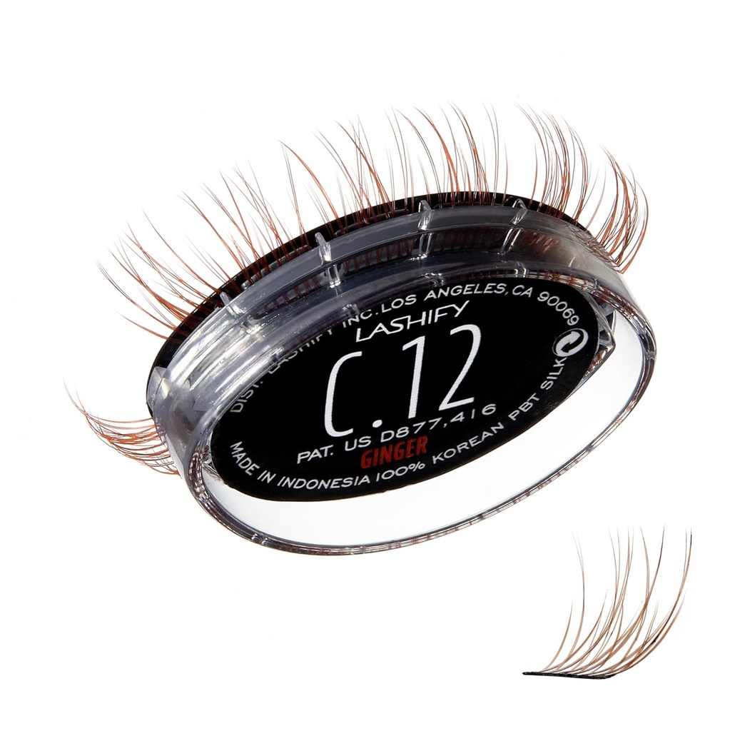 Lashify Curl 12mm Gossameri ripsmepikendused Täitke, ingveri värv, DIY valed ripsmed loodusliku välimuse jaoks