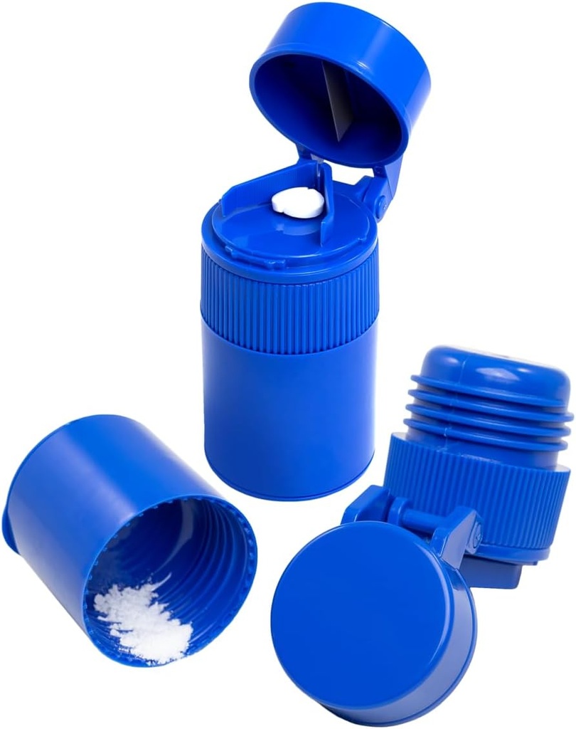 EZY DOSE 3 Compartment Pill Crusher, Lõikamine ja jahvatamine, igapäevane kasutamine, ohutult lõigatud pillid, vitamiinid, tabletid, täpne ja lihtne lõikamine, roostevabast terasest plaat, eemaldatav joogikarp, sinine, BPA tasuta