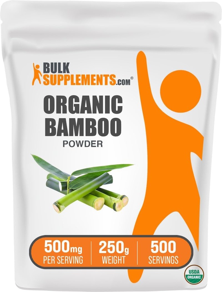 BulkSupplements.com Orgaaniline Bambusepulber - Silikalisandid, Bambuselisand - Gluteenivaba, 500mg per Serving, 250g (8,8 oz) (pakk 1)