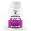 ADK10 – ADK vitamiinilisand | kõrge tugevusega vitamiinid A, D3 (10 000 RÜ) & K2 MK-7 luude, südame ja immuunsüsteemi tervise jaoks | 90 väikesed kapslid | 3 kuu pakkumine | Mitte-GMO, gluteenivaba