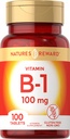Vitamiin B1 100mg (tiamiin) - 100 krahv - taimetoitlane, mitte-GMO ja gluteenivaba toidulisand - looduse preemia