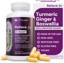 Relieve-fxTM DLPA Boswellia Kurkum ja ingveri lisand, stressi leevendamine, süda, seedimine, lihaskrambid, liigesed, põletik Tervis, vitamiin B6 P5P, boswelliinhape, kurkumiin musta pipariga - 90ct