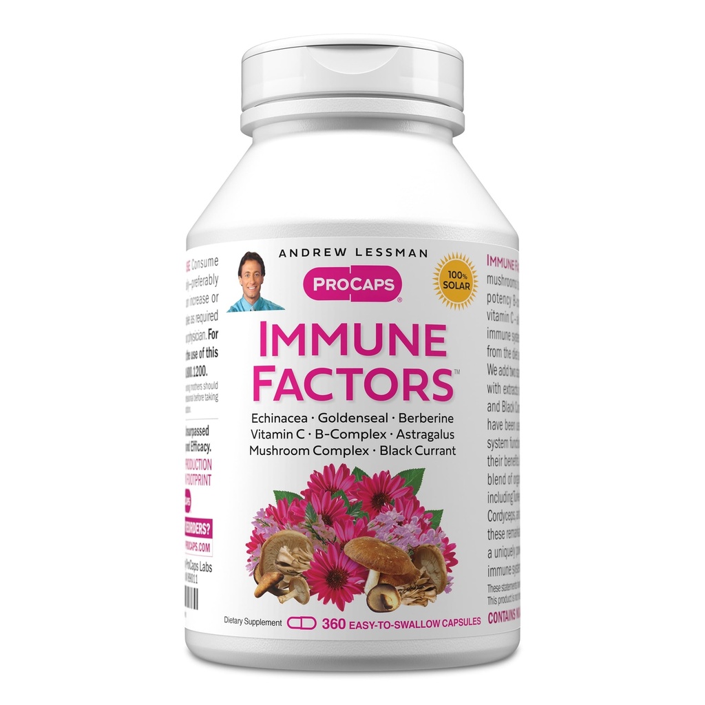 ANDREW LESSMAN Immuunfaktorid 360 kapslit - Echinacea, Goldenseal, C-vitamiin, Astragalus, Berberine, Seenesegu, Must Sõstra. Toetab ja edendab immuunsüsteemi ja looduskaitset