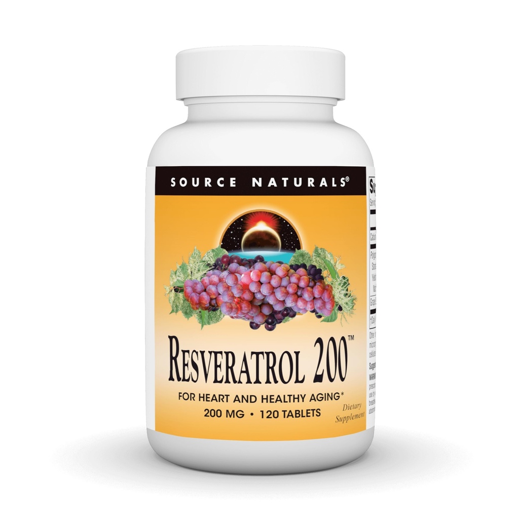 Allikas Naturals Resveratrol 200 tervislikuks vananemiseks *, 200 mg - 120 tabletti