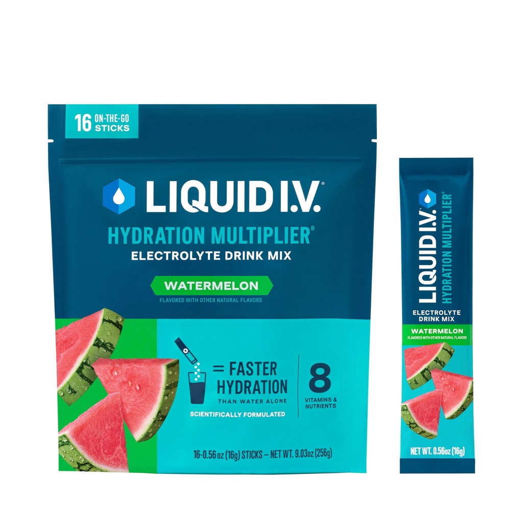 Vedelik I.V.® Hüdratsioonikordaja® - Arbuus | Elektrolüütide Pulber Joogi Segu | 1 Pakend (16 Servings)
