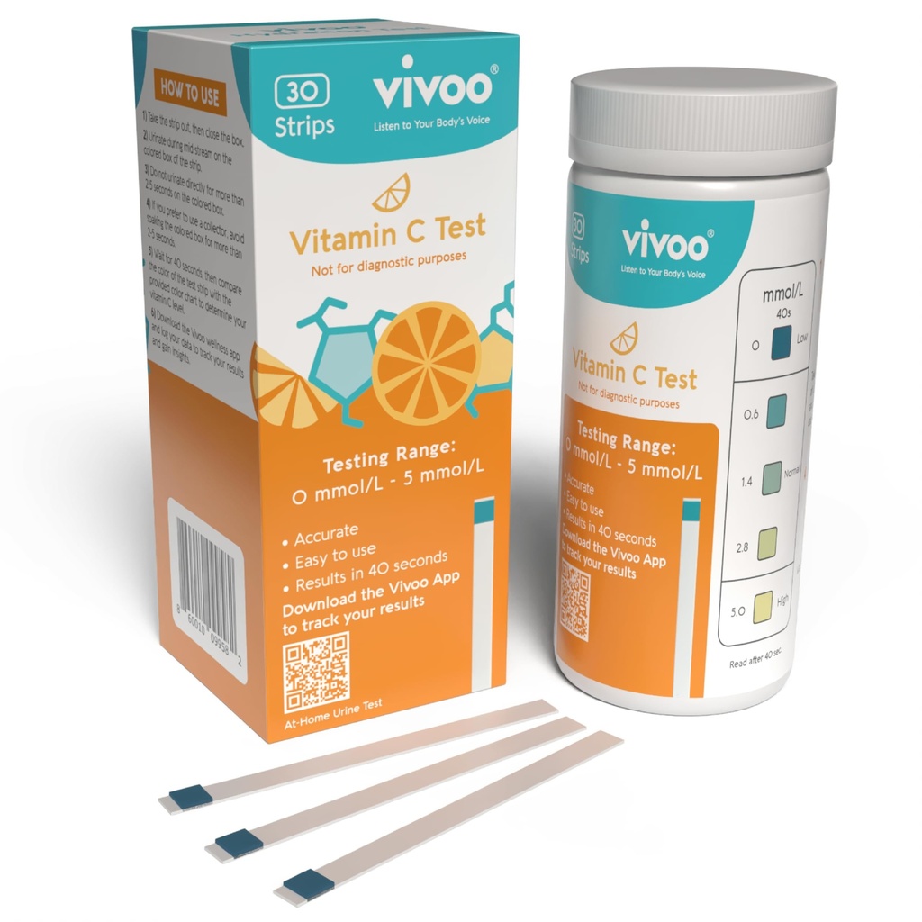 Vivoo testriba - jälgige oma C-vitamiini seisundit kodus! 40-sekundiline test täpse taseme jaoks, mis võimaldab teil oma toitumist optimeerida - 30 riba