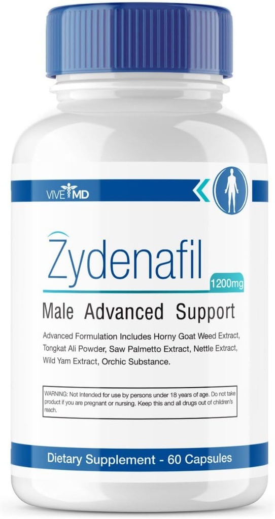 VIVE MD Zydenafil Pills for Men Advanced Formula - Zydenafil Mees pillid - Zydenafil 1200mg maksimaalse tugevuse Tongkat Ali, Saw Palmetto, Horny Goat Weed Reviews (60 kapslit)