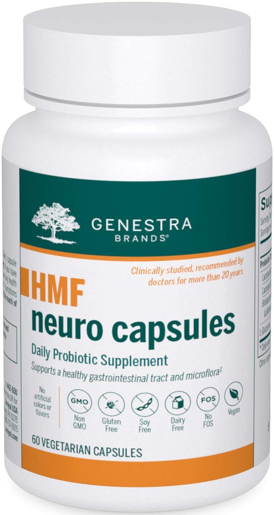 Genestra Brands HMF neurokapsel - naised, mehed ja lapsed Probiootikumid - soolestiku tervisele - 60 kapslit