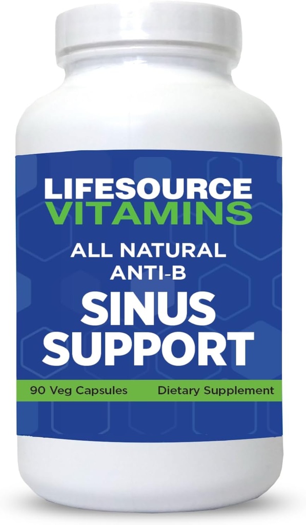 LifeSource Vitamiinid Kõik looduslikud anti-B sinus tugi - 14 Kõik looduslikud koostisosad - 90 kapslit - patenteeritud valem