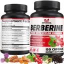 Berberine HCl, 150 kapslit - Plus Ceyloni kaneel, kurkum, piimaohakas, artišokk, must pipar, Berberine HCI juure toidulisandid - immuunsüsteem