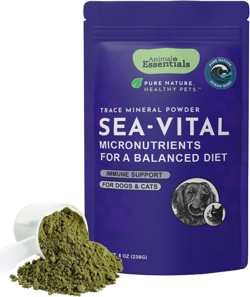 Animal Essentials Ocean Kelp koertele ja kassidele - kilpnäärme tugi, kilpnäärme lisand, merekeraamika pulber, jälgede mineraalid, veterinaar soovitatav - 8 Oz