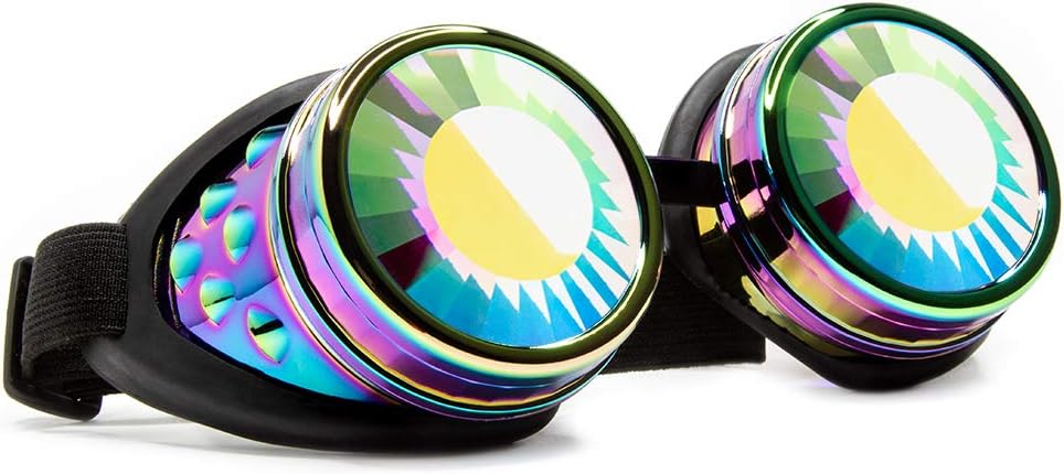 GloFX Polychrome Wormhole Kaleidoscope kaitseprillid - Festival Rave Costume Cosplay Prism EDM 3D keevitamine gooti kaitseprillid