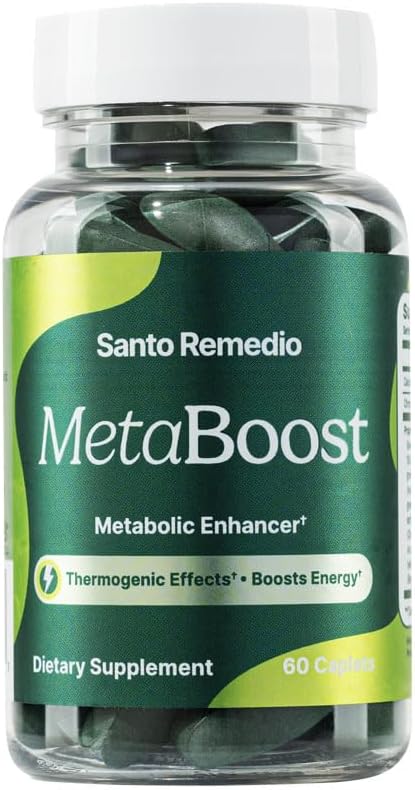 Santo Remedio MetaBoost, Toidulisand, Metaboolne Tõstuki, Annab Termogeenne Mõju, Suurendab Kalorite Põlemist, Roheline Tee (Termogeenne), Kroom ja Kaltsium, 60 Tablett, Taimetoitlane