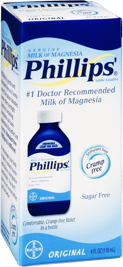 Philipsi piim Magnesia soolalahusest lahtistav algne suhkur, 4 oz