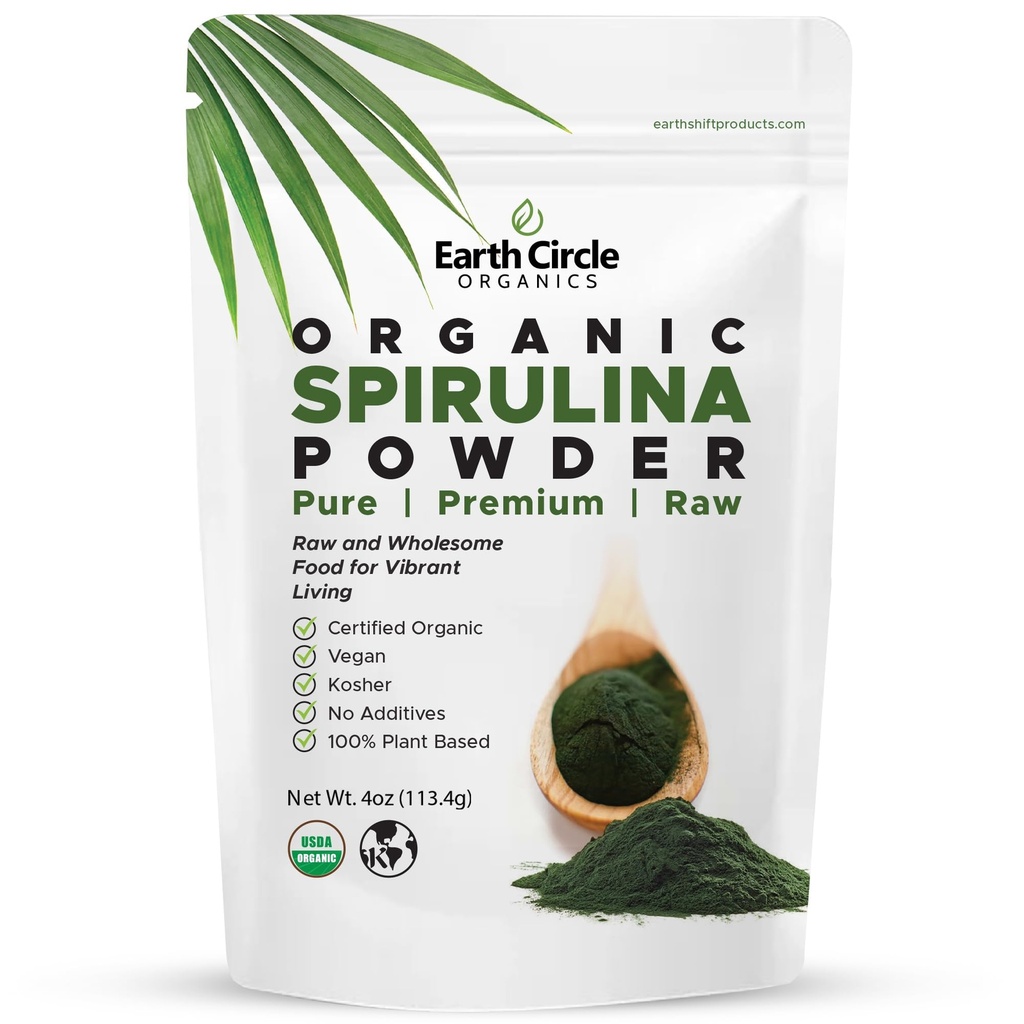 Spirulina pulber, Kosher, toores ja kiiritamata | Puhas veganvalk | Premium Superfood, kõrge aminohapete ja antioksüdantide sisaldus - 4 Ounce