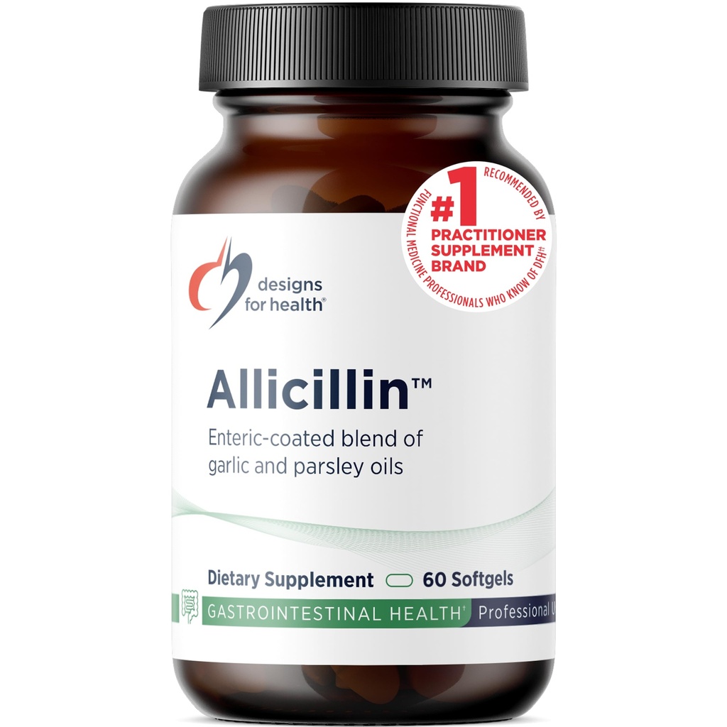 Disainid Tervis Allitsilliin - Allitsiini täiendus 200mg küüslauguõli + peterselliõli - küüslaugu pillid võimsate sulfiididega - soolestikuga kaetud, et aidata vähendada lõhna, mitte-GMO (60 Softgels)