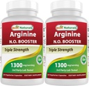 Parimad looduslikud L-arginiin NO kolmekordne tugevus 1300 mg 120 Veg kapslit (120 loendit (2 pakendis))