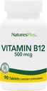 Natures Plus B12-vitamiin (metüülkobalamiin) - 500 mikrogrammi, 90 taimetoitlast tabletti - kõrge tugevusega punaste vereliblede tugi - looduslik energia suurendaja, edendab üldist tervist - gluteenivaba - 90 serveerimist